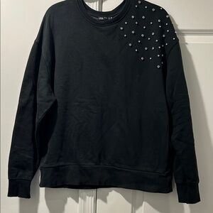 Zara Black Men's Sweater with Pearl Accents